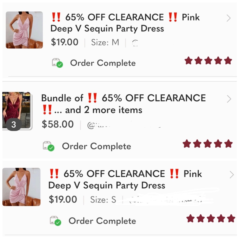 ‼️ 65% OFF CLEARANCE ‼️ Pink Deep V Sequin Party Dress - Picture 10 of 10